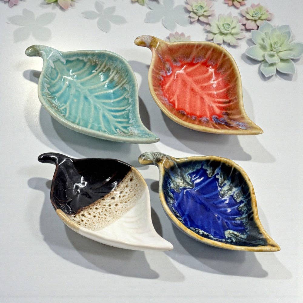 Ceramic Ash Leaf Trinket Dish - Assorted