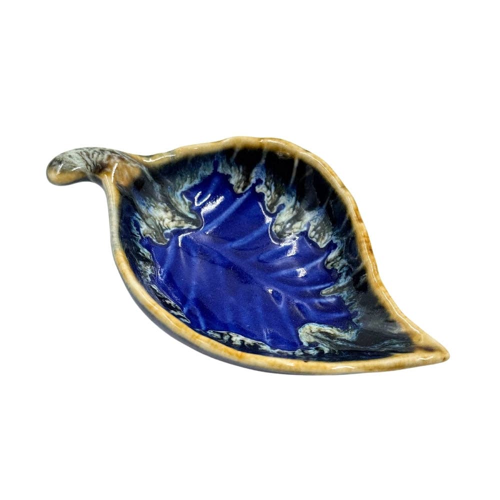 Ceramic Ash Leaf Trinket Dish - Assorted