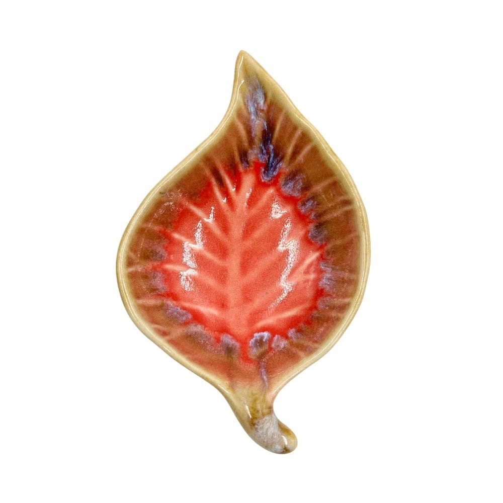 Ceramic Ash Leaf Trinket Dish - Assorted