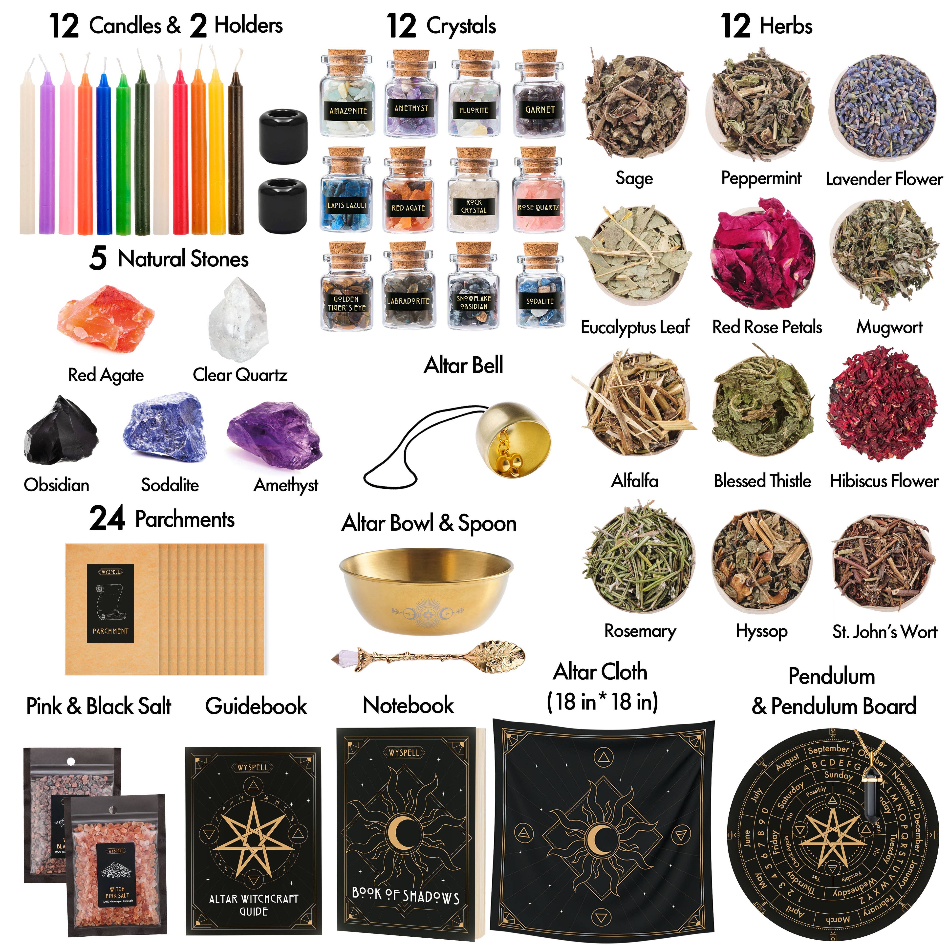 77 Piece Complete Altar Witchcraft Kit